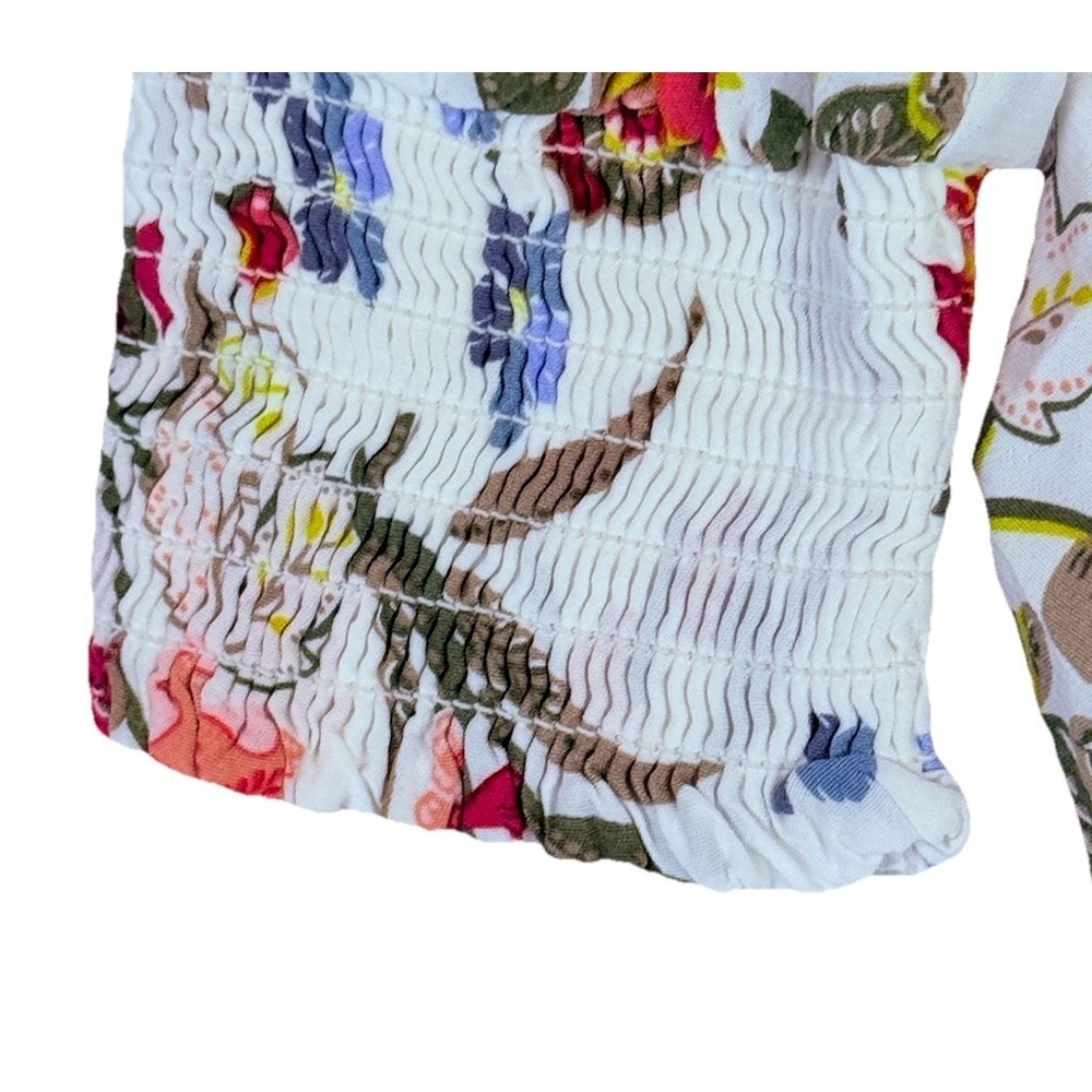LOFT‎ Floral Boho Blouse M Lightweight Viscose Peasant Top - Picture 3 of 10
